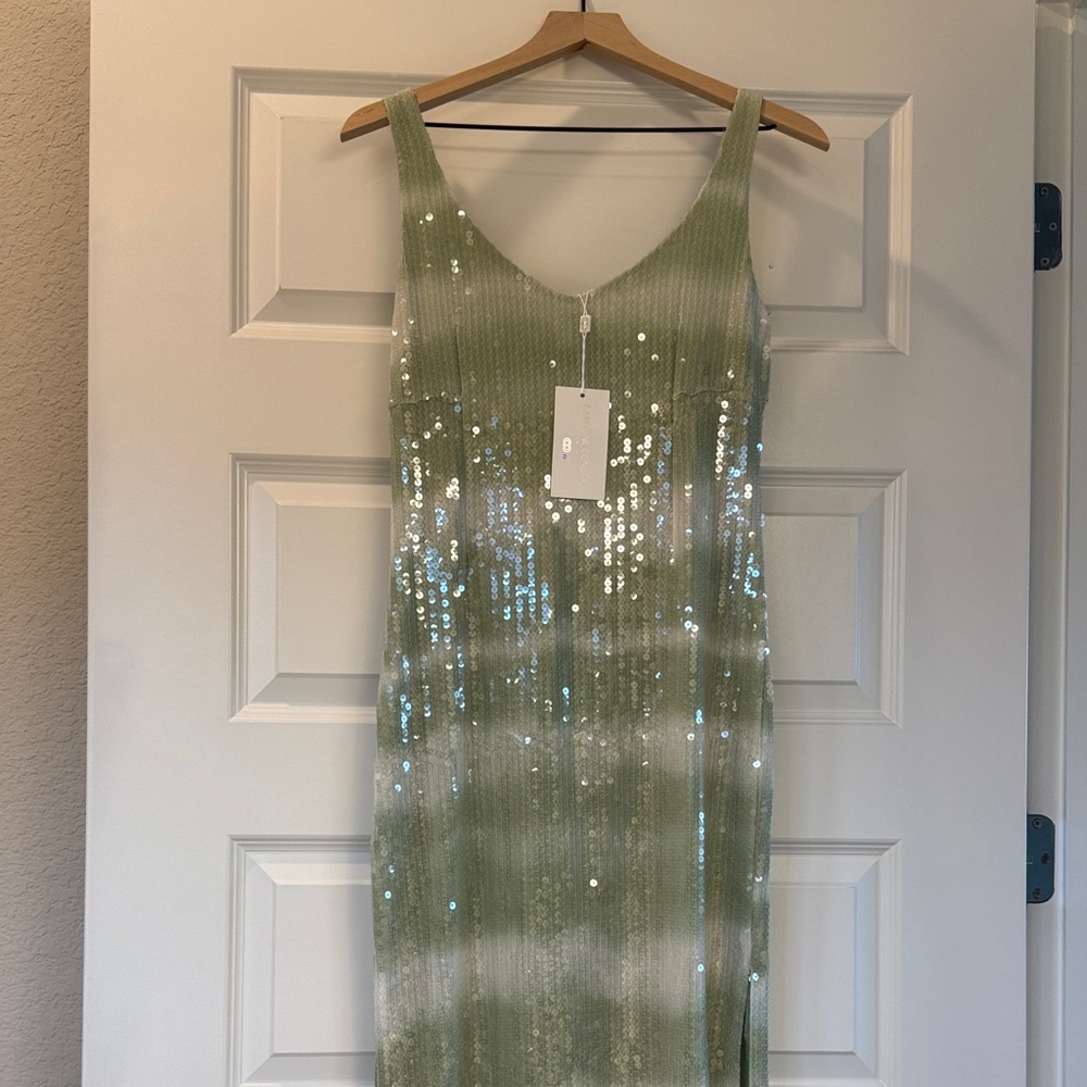 Caroline Constas Green Sequin Maxi Dress